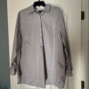 Lands' End Black and White Striped Shirt